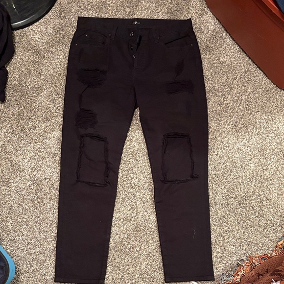 7 For All Mankind Denim - 7 for all mankind Sz 27 Black Distressed Jeans
